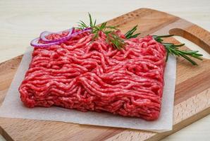 Raw beef minced meat photo