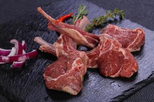 Raw rack of lamb photo
