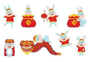 Collection of Chinese New Year hares 2023 vector