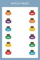 Match the pairs of the paints . Educational game for children.