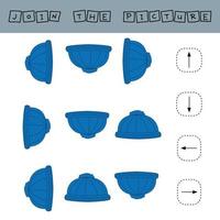 Match cartoon  hat  and directions up, down, left and right. Educational game for children. vector