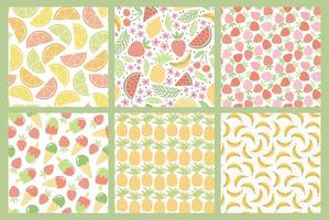 Set of hand drawn summer seamless pattern. vector