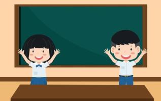 Cute students happy in class vector