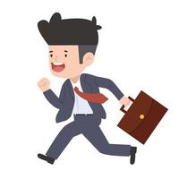 Business man with briefcase running fast vector