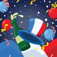 Bastille Day Celebrateing With Hat And Wine vector