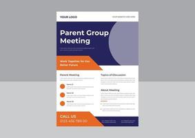 Parent meeting flyer template design, Parent support flyer template, support group for parent flyer, school meeting poster leaflet design template. a4 template. vector