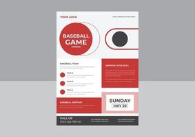 vector de volante de béisbol, diseño para promoción deportiva, torneo moderno. anuncio de evento de juego deportivo. volante, publicidad en pancartas.