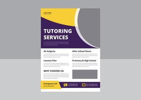 Tutoring service promotion flyer design. Online tutoring service poster leaflet template. cover, flyer design, a4 size design. vector