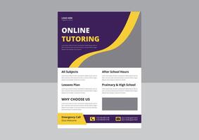 Tutoring service promotion flyer design. Online tutoring service poster leaflet template. cover, flyer design, a4 size design. vector