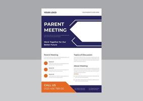 Parent meeting flyer template design, Parent support flyer template, support group for parent flyer, school meeting poster leaflet design template. a4 template. vector