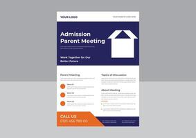 Parent meeting flyer template design, Parent support flyer template, support group for parent flyer, school meeting poster leaflet design template. a4 template. vector