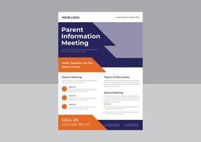 Parent meeting flyer template design, Parent support flyer template, support group for parent flyer, school meeting poster leaflet design template. a4 template. vector