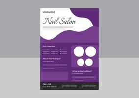 Nail Spa service flyer design template, Spa and Salon Flyer Template, Beauty spa hair salon print ready flyer template design. leaflet, a4 size, flyer, vector
