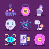 Artificial Intelligence Icons Set vector