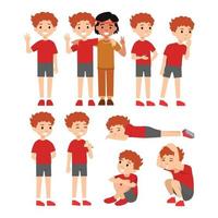 cute little boy character set flat vector illustration art isolated on different layers with editable vector files