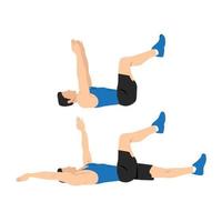 Man doing dead bug exercise. Abdominals exercise. Flat vector illustration isolated on white background. Editable file with layers