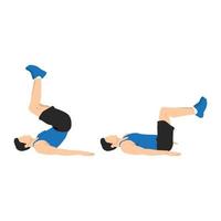 Reverse crunch exercise. Flat vector illustration isolated on white background. Layered vector. abs workout