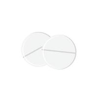 Vector illustration of medicinal round tablets with shadows, in a flat style, isolated on a white background.