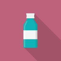 Icon of a jar of syrup, with a liquid medicine on a coloured background with a shadow. Concept of a drug, diet, supplement, sports nutrition. Vector illustration.