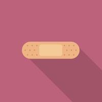 Sign for a medicinal blister patch. Sign for a medicinal plaster, blister patch. Medication icon on a coloured pink isolated background with a long shadow. Vector cartoon illustration.