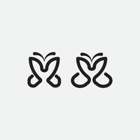 Initial letter M butterfly monogram logo design. vector