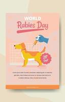 cartel del día de la rabia con vacunación de perros vector
