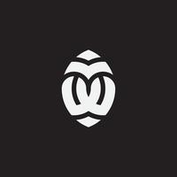 plantilla de logotipo de monograma de letra inicial mw o tw. vector