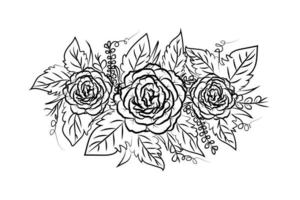 rose flower line art simple floral ornament art vector