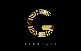 Golden G letter logo concept. Creative minimal monochrome monogram with lines and finger print pattern. vector