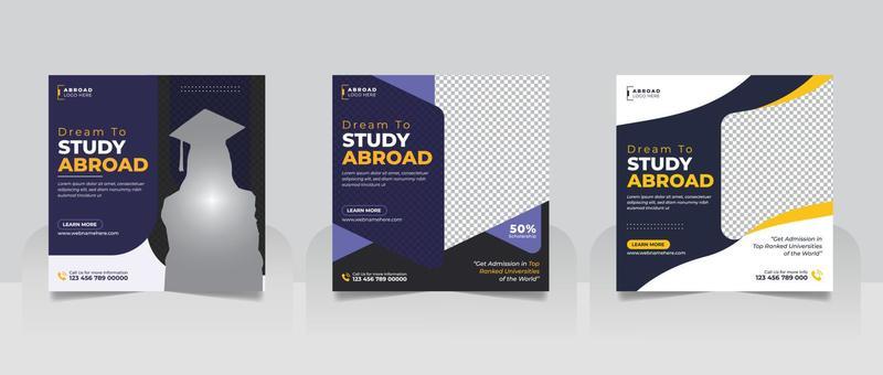 Study abroad social media post web banner square flyer template