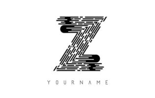 Black Z letter logo concept. Creative minimal monochrome monogram with lines and finger print pattern. vector