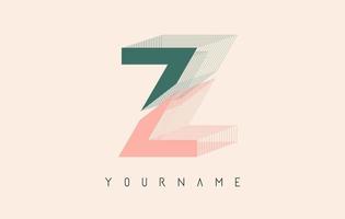 Wireframe Z Letter Logo Design. Creative vector illustration with wired outline frame.
