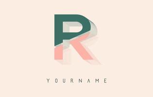 Wireframe R Letter Logo Design in two colors. Creative vector illustration with wired, mirrored outline frame.