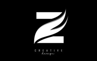Vector illustration of abstract letter Z with white leaf design.