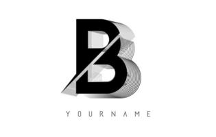 Wireframe B Letter Logo Design. Creative vector illustration with wired, mirrored outline frame.