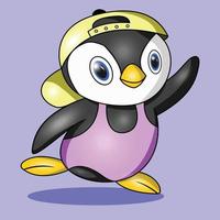 un pinguino agitando su mano vector