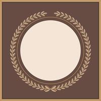 Classic round with leaves ornate frame. Flat vector illustration