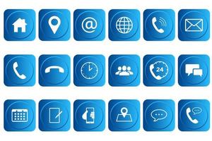 Contact us icon set for web and mobile. Communication set. Square rounded 3D style vector illustration
