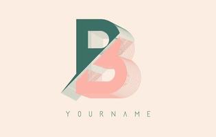 Wireframe B Letter Logo Design in two colors. Creative vector illustration with wired, mirrored outline frame.