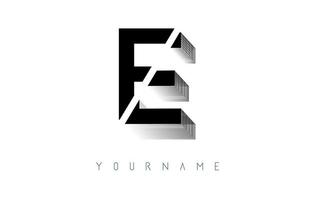 Wireframe E Letter Logo Design. Creative vector illustration with wired, mirrored outline frame.