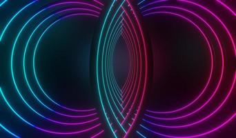 3d render of RGB neon light on darkness background. Abstract Laser lines show at night. Ultraviolet spectrum beam scene photo