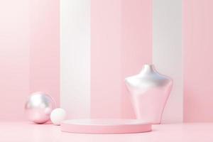 3d render abstract display podium platform for  product presentation and advertising. Minimal scene backdrop with clean design. Vacant pedestal for mock up. Empty stage with pastel color for cosmetic. photo