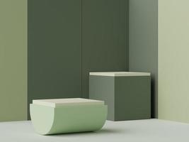 3d rendering of minimal scene of white blank podium with earth tones color theme. Display stand for product presentation mock up and cosmetic advertising. photo