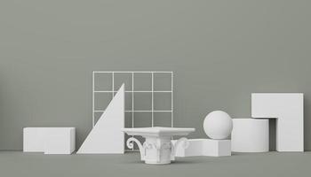 Podio de presentación 3d para presentación de productos y cosméticos. escena mínima para publicidad. fondo limpio abstracto para banner web y maqueta. formas geométricas simples. foto