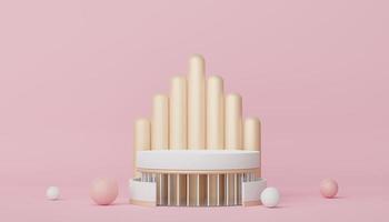 Abstract display podium with minimal geometric shapes design. 3d  rendering scene for mock up and product presentation. Pedestal platform for cosmetic advertise. photo