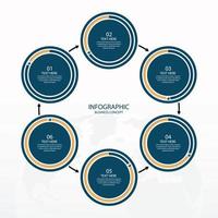 Basic circle infographic template with 6 steps, process or options, process chart, Used for process diagram, presentations, workflow layout, flow chart, infograph. Vector eps10 illustration.