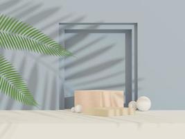 3d abstract background Terrazzo podium for product presentation and brand advertising with shadow of leave. Empty scene for mock up. photo