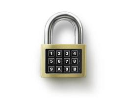 Code locked padlock on the white background. concept security photo