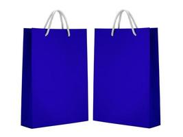 Blue empty Paper bag isolated on white background  for design photo
