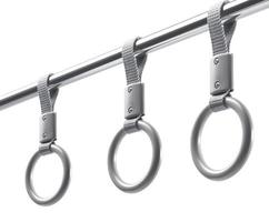 hand handle loop in the subway. isolated on white background photo